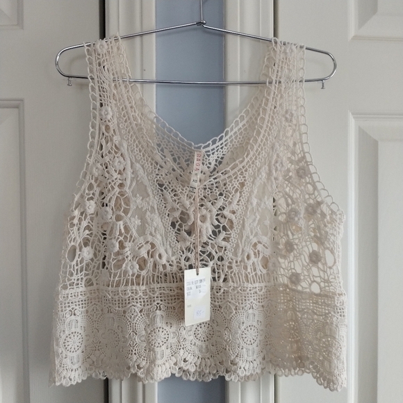 RAGA Beige Crochet Top XS - Picture 2 of 14